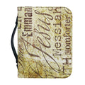 Old Religious Words Print Leather Bible Cover
