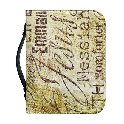 Old Religious Words Print Leather Bible Cover
