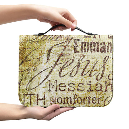 Old Religious Words Print Leather Bible Cover
