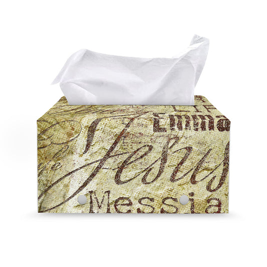 Old Religious Words Print Leather Tissue Box Cover