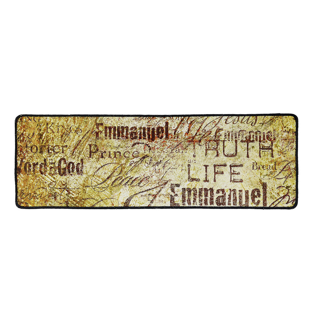 Old Religious Words Print Long Kitchen Mat
