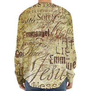 Old Religious Words Print Long Sleeve Baseball Jersey