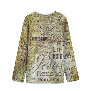 Old Religious Words Print Long Sleeve Short Coat