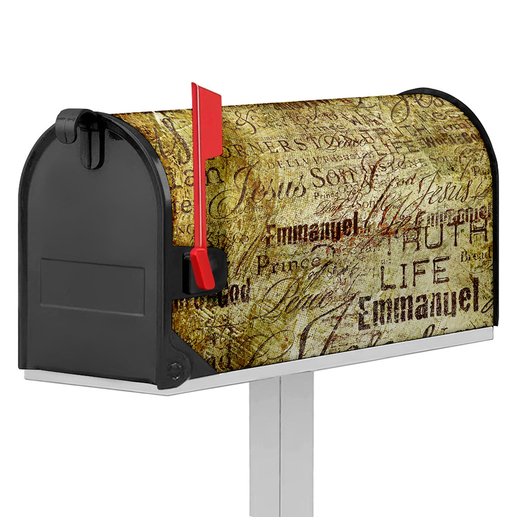 Old Religious Words Print Mailbox Cover