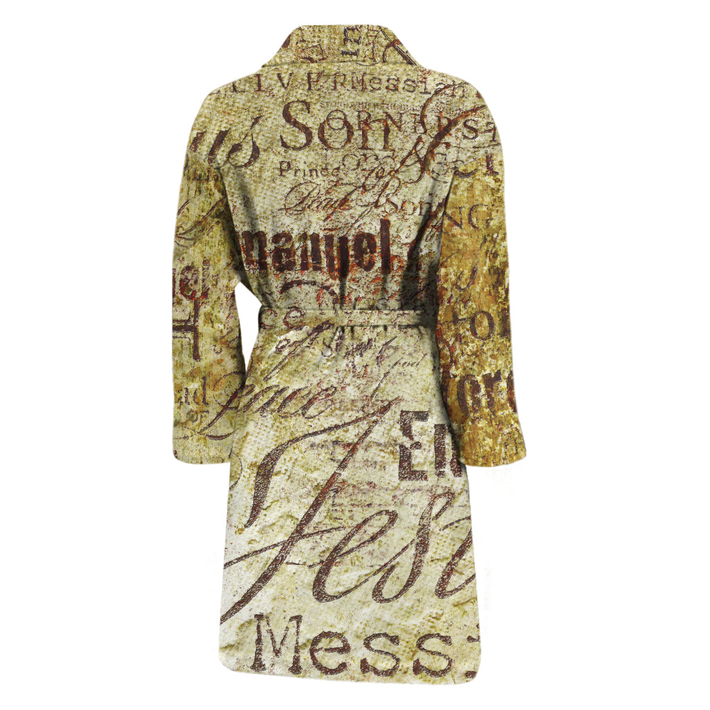 Old Religious Words Print Men's Bathrobe