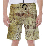 Old Religious Words Print Men's Beach Shorts