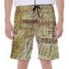 Old Religious Words Print Men's Beach Shorts