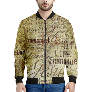 Old Religious Words Print Men's Bomber Jacket