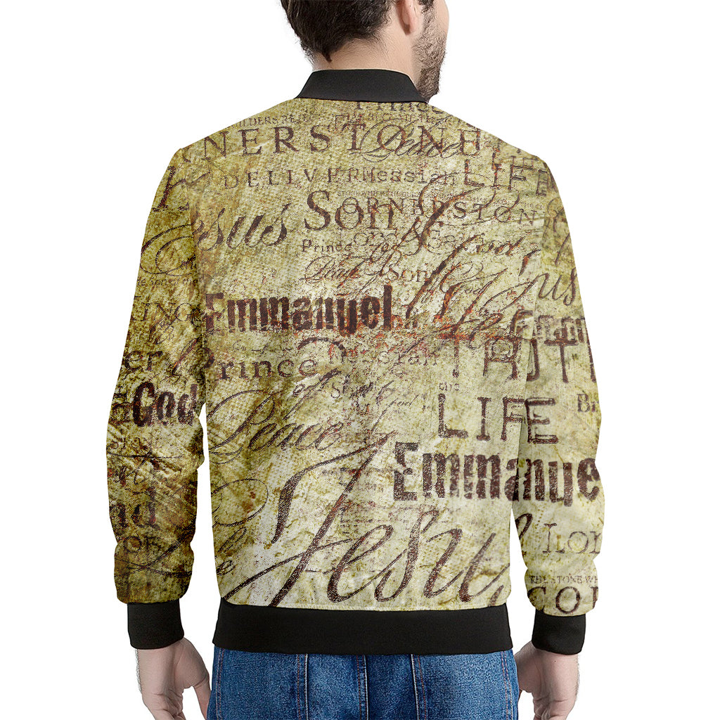 Old Religious Words Print Men's Bomber Jacket