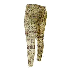 Old Religious Words Print Men's Compression Pants