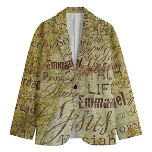 Old Religious Words Print Men's Cotton Blazer