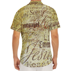 Old Religious Words Print Men's Deep V-Neck Shirt