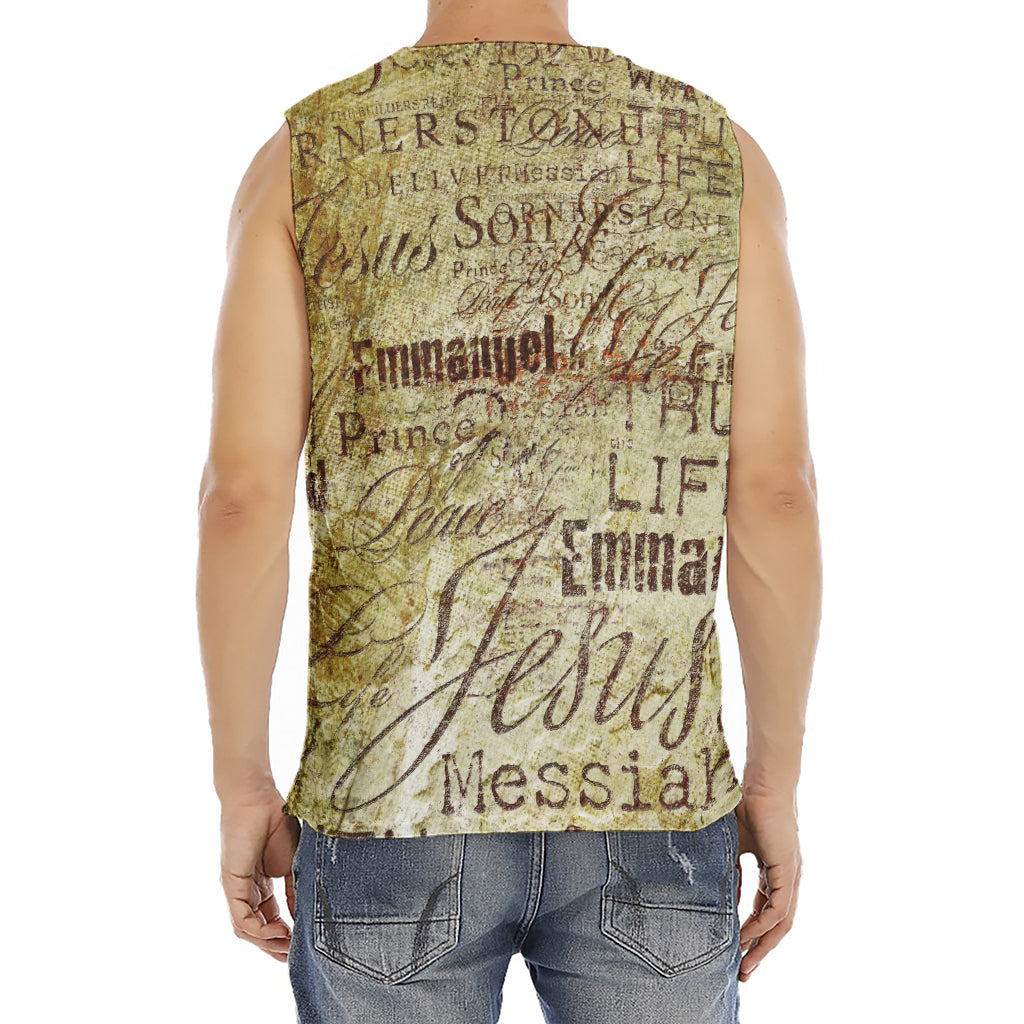Old Religious Words Print Men's Fitness Tank Top