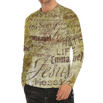 Old Religious Words Print Men's Long Sleeve Rash Guard