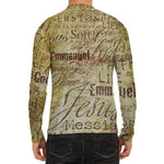 Old Religious Words Print Men's Long Sleeve Rash Guard
