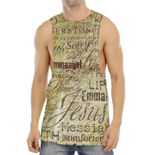 Old Religious Words Print Men's Muscle Tank Top