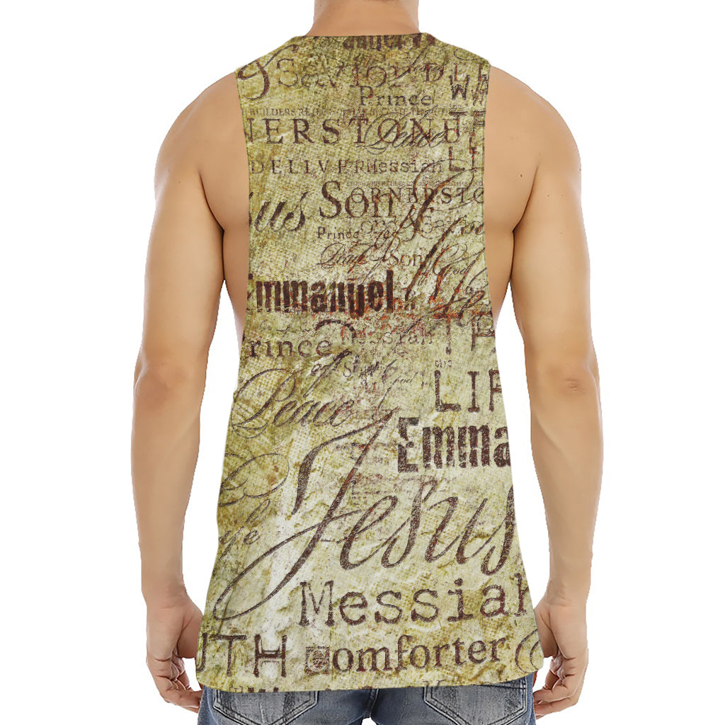 Old Religious Words Print Men's Muscle Tank Top
