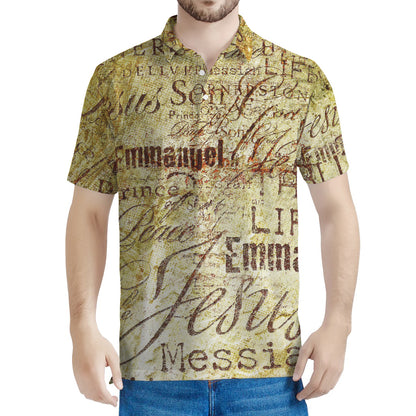 Old Religious Words Print Men's Polo Shirt
