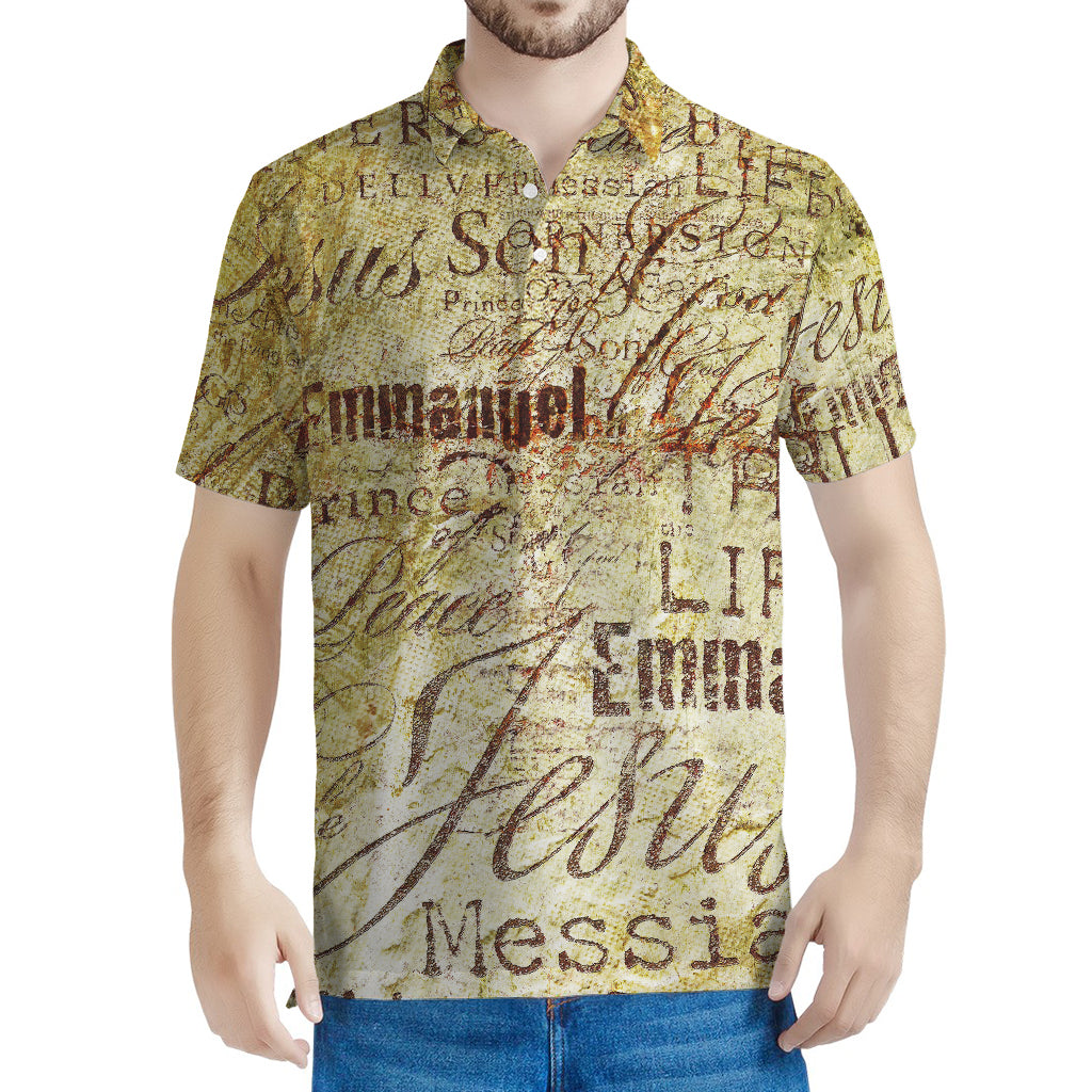 Old Religious Words Print Men's Polo Shirt