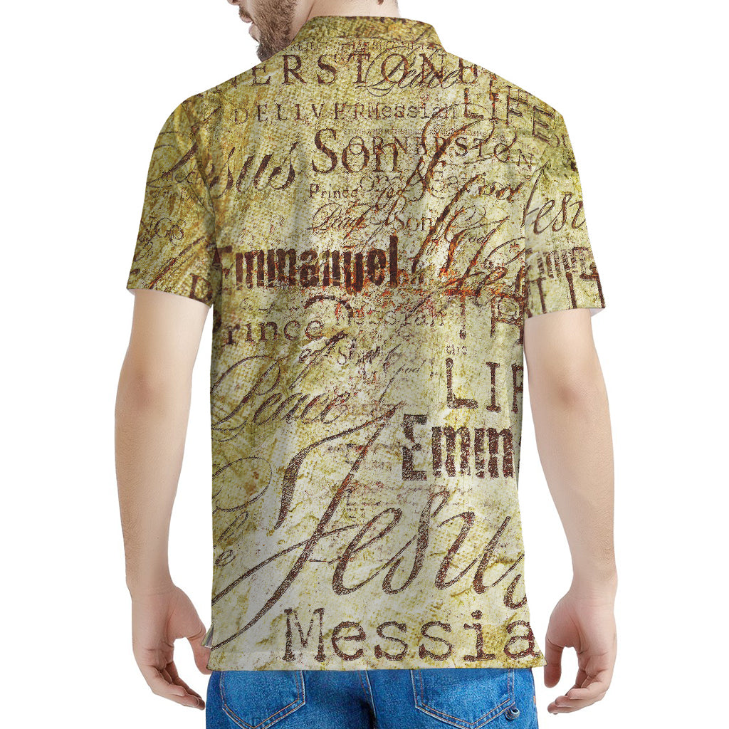 Old Religious Words Print Men's Polo Shirt