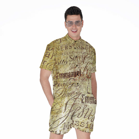Old Religious Words Print Men's Rompers
