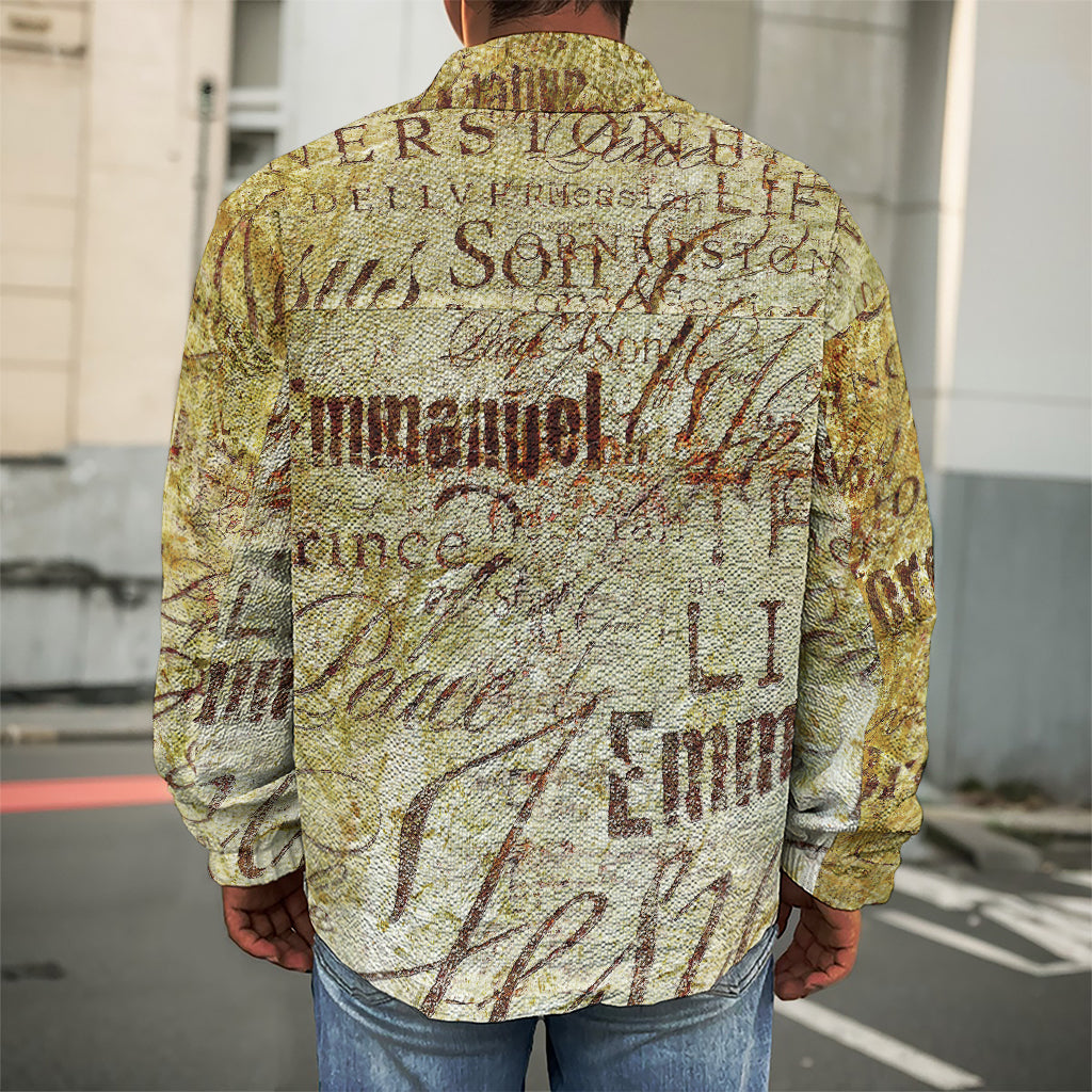 Old Religious Words Print Men's Shirt Jacket