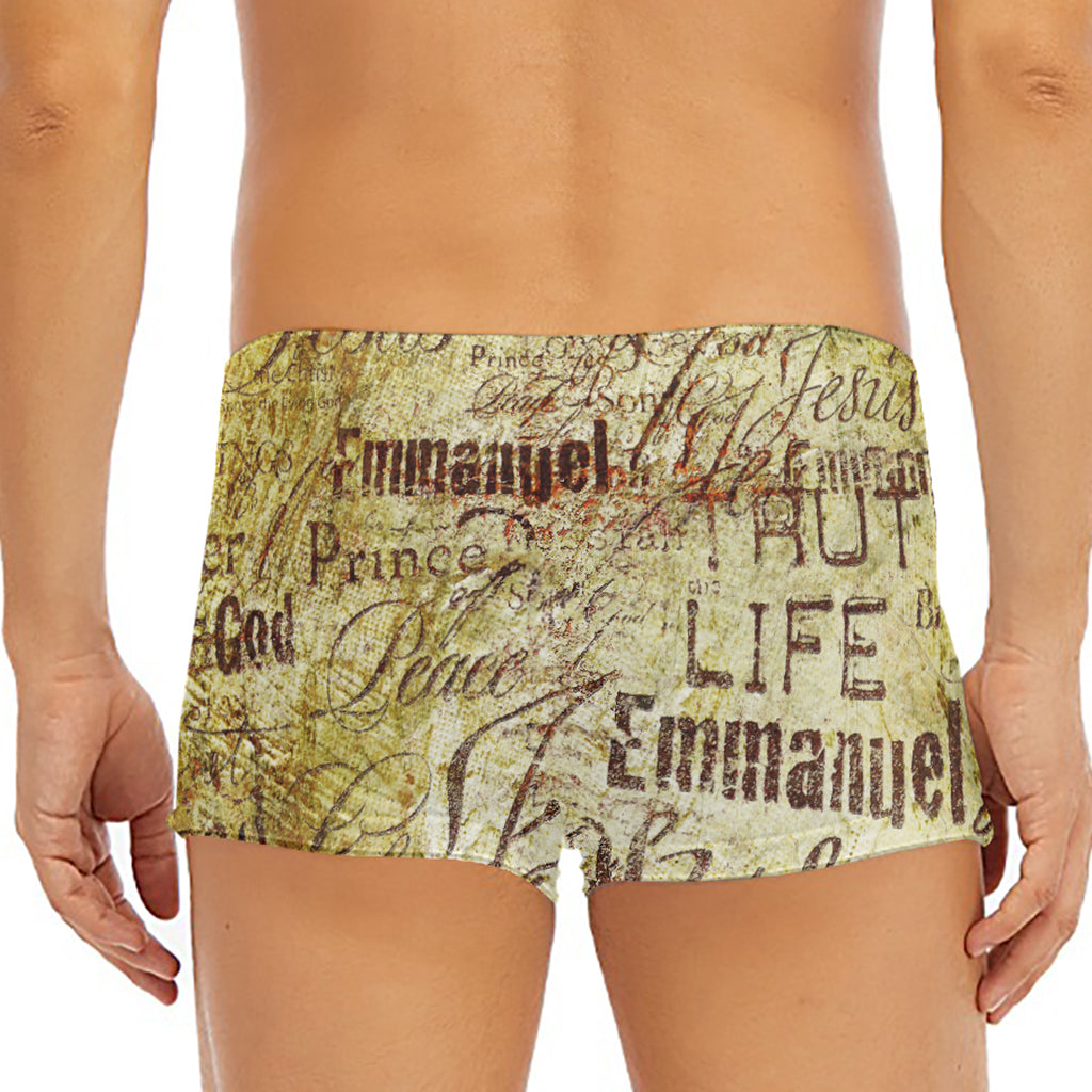 Old Religious Words Print Men's Short Boxer Briefs