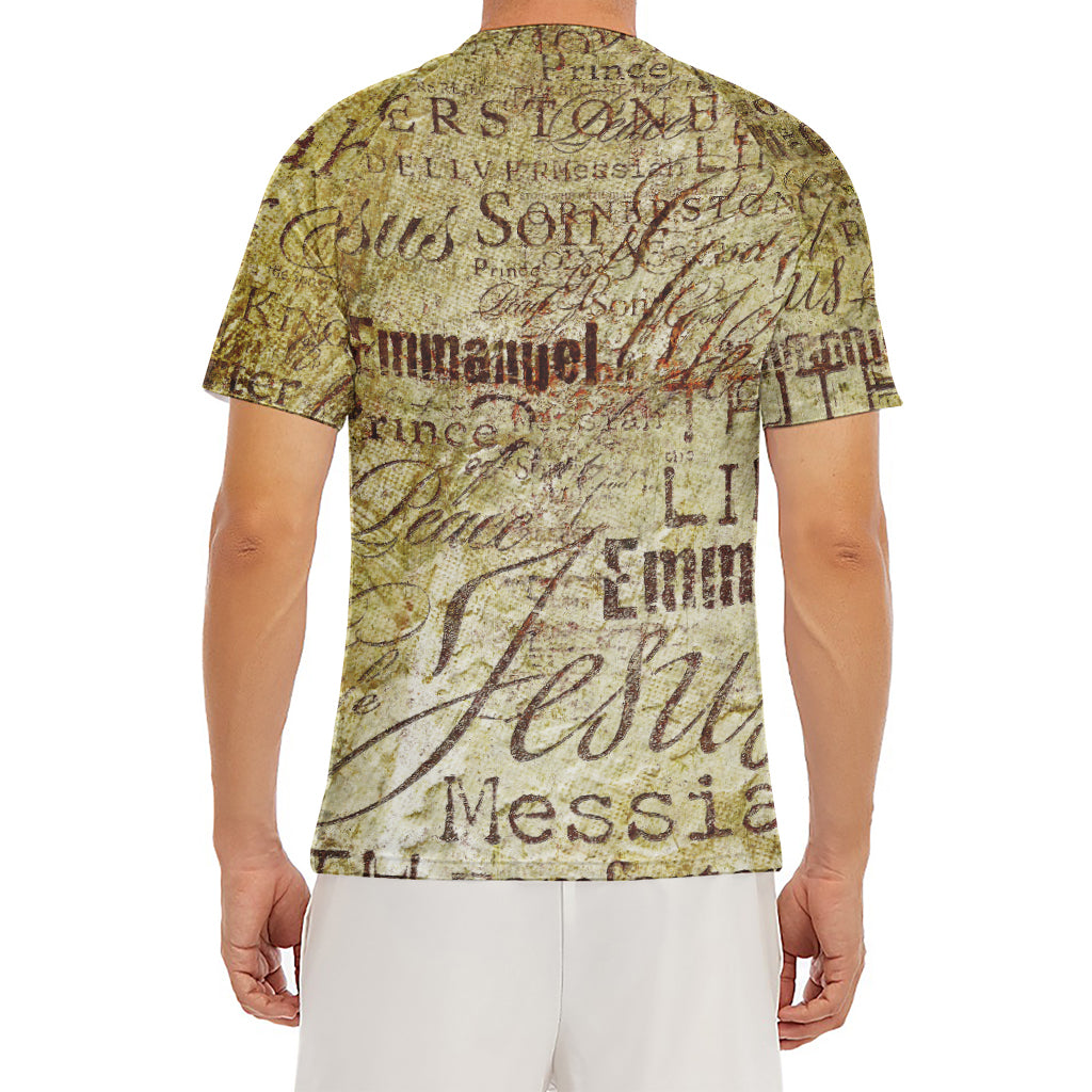 Old Religious Words Print Men's Short Sleeve Rash Guard