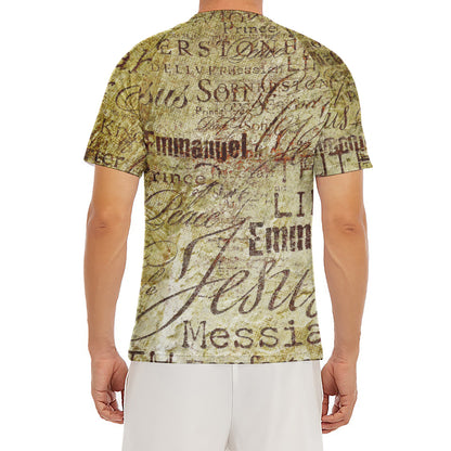 Old Religious Words Print Men's Short Sleeve Rash Guard