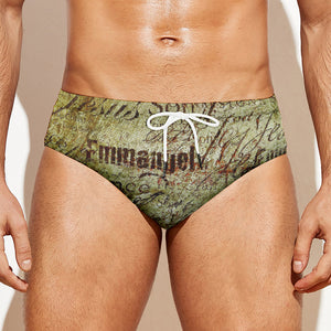 Old Religious Words Print Men's Swim Briefs