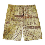 Old Religious Words Print Men's Swim Trunks
