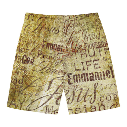 Old Religious Words Print Men's Swim Trunks
