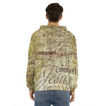 Old Religious Words Print Men's Velvet Pullover Hoodie