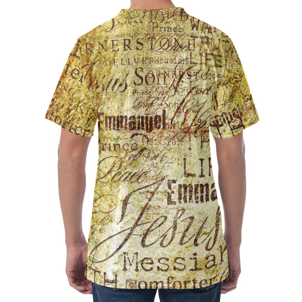 Old Religious Words Print Men's Velvet T-Shirt