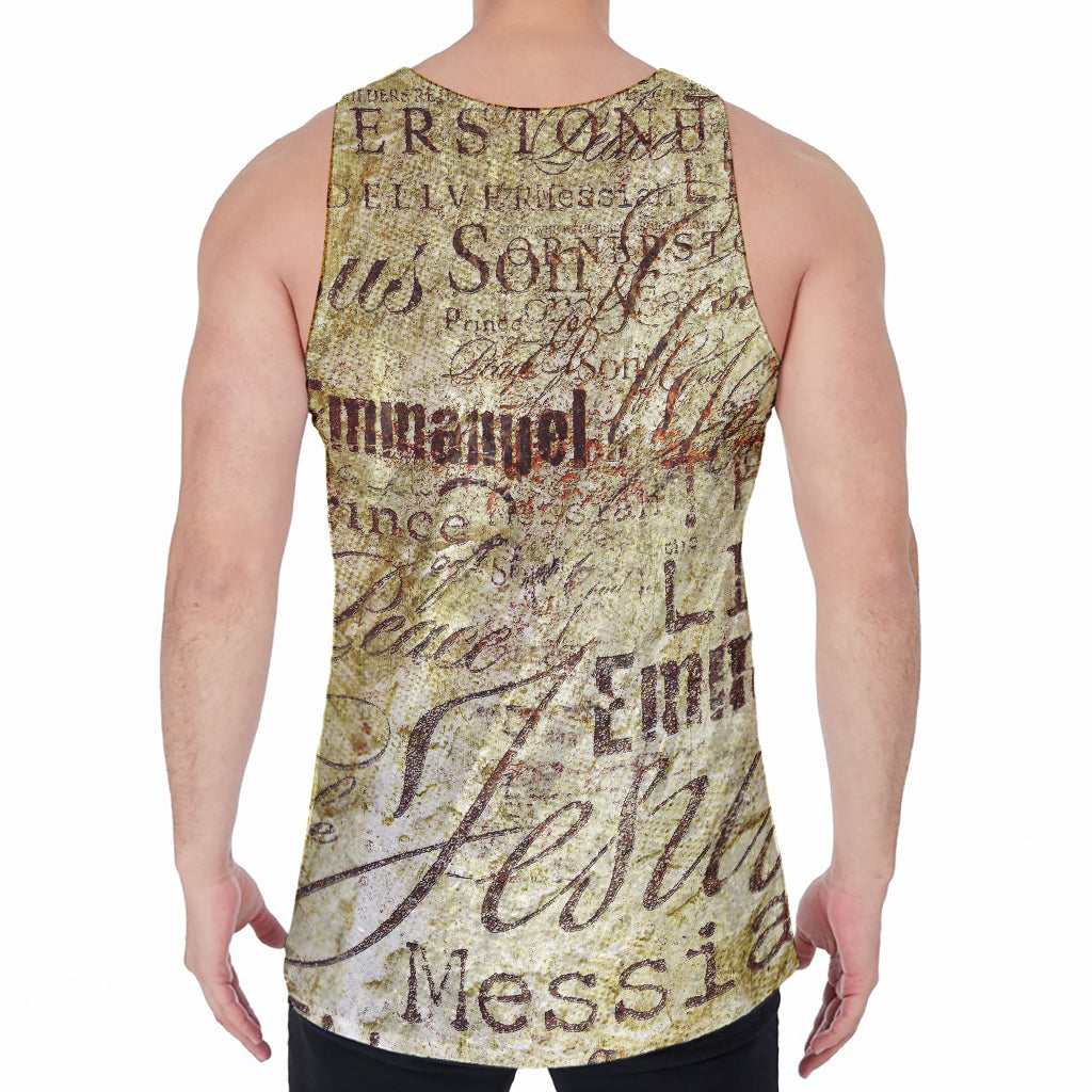 Old Religious Words Print Men's Velvet Tank Top