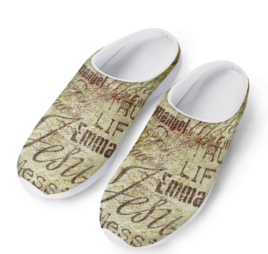Old Religious Words Print Mesh Casual Shoes