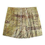 Old Religious Words Print Mesh Shorts