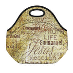 Old Religious Words Print Neoprene Lunch Bag