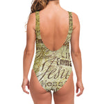 Old Religious Words Print One Piece Swimsuit