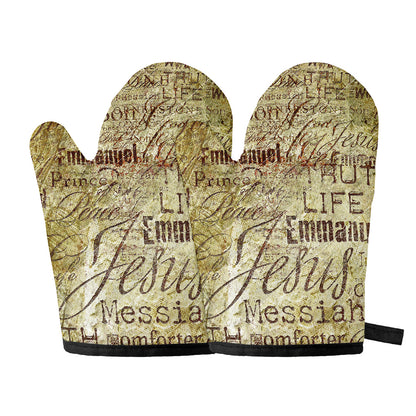Old Religious Words Print Oven Mitts