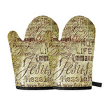 Old Religious Words Print Oven Mitts