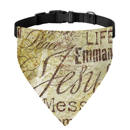 Old Religious Words Print Over The Collar Dog Bandana