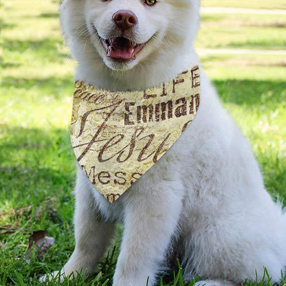 Old Religious Words Print Over The Collar Dog Bandana