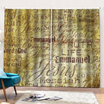 Old Religious Words Print Pencil Pleat Curtains