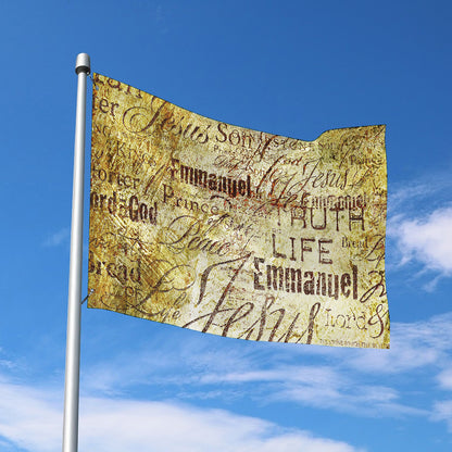 Old Religious Words Print Polyester Flag