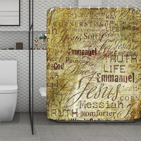 Old Religious Words Print Polyester Shower Curtain