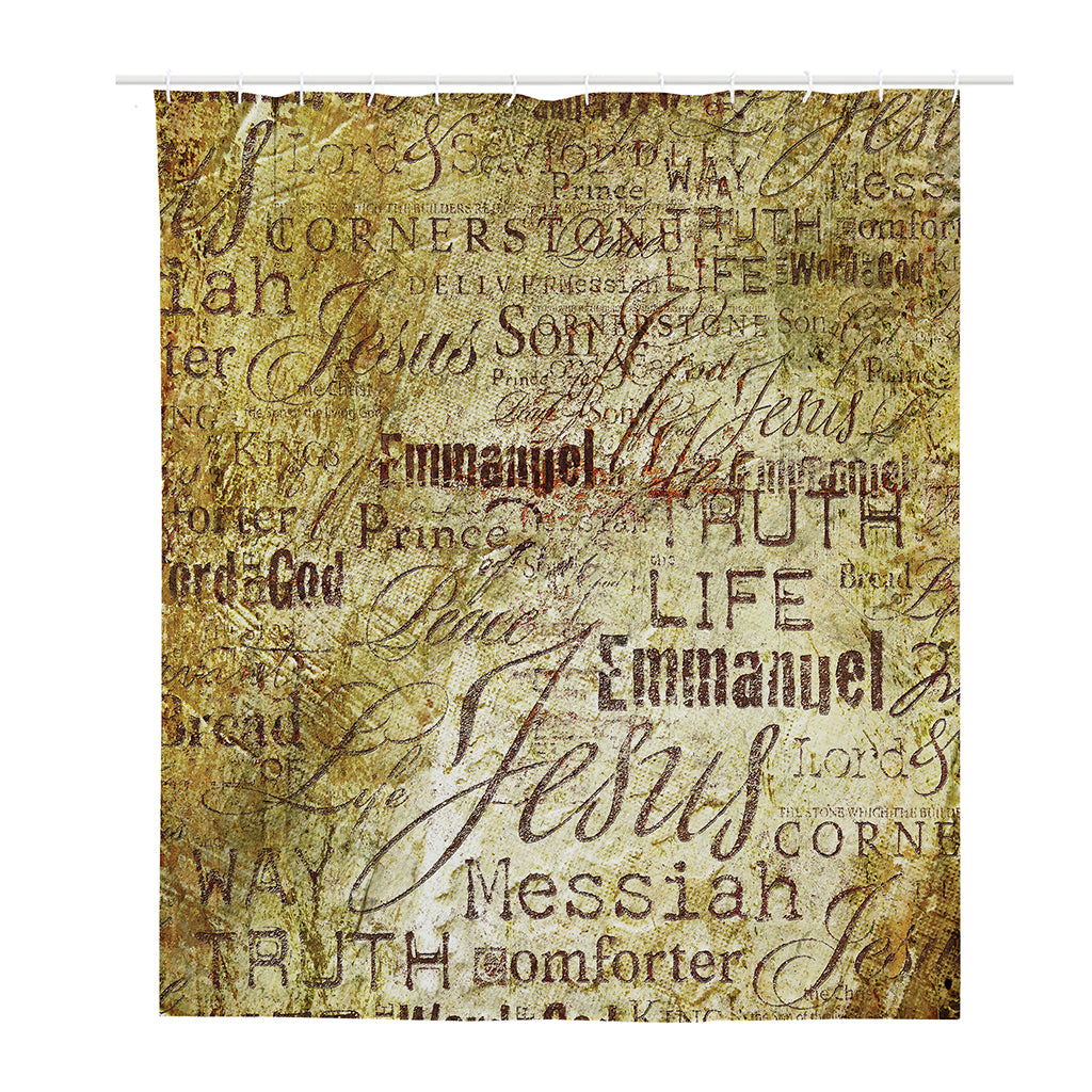 Old Religious Words Print Polyester Shower Curtain