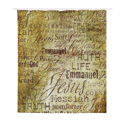 Old Religious Words Print Polyester Shower Curtain