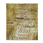 Old Religious Words Print Polyester Shower Curtain