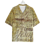 Old Religious Words Print Rayon Hawaiian Shirt